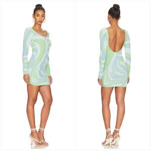 Superdown Kia Low Back Dress in Blue Multi Medium